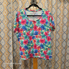  STELLA PARKER Pink/Blue Vibrant Floral Cotton Tee XL - PopRock Vintage. The cool quotes t-shirt store.