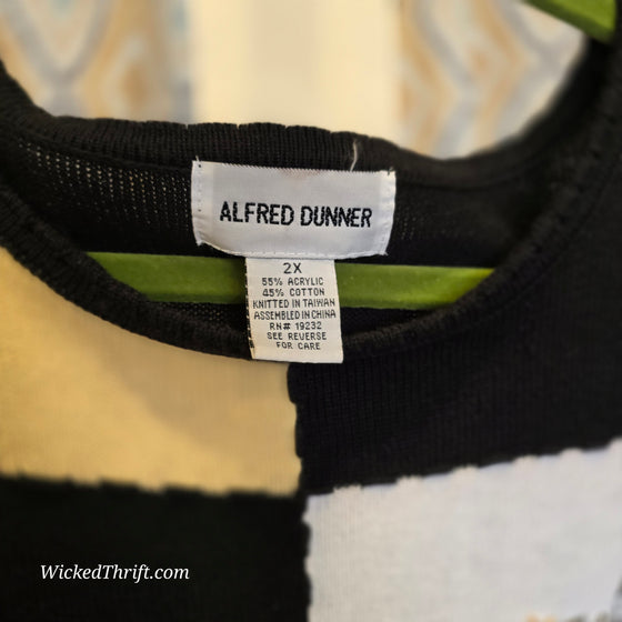 ALFRED DUNNER Black/White/Yellow Knit Short Sleeve 2X - PopRock Vintage. The cool quotes t-shirt store.