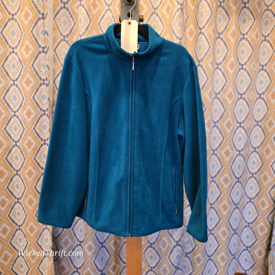 KAREN SCOTT Turquoise Zip Up Fleece 1X - PopRock Vintage. The cool quotes t-shirt store.