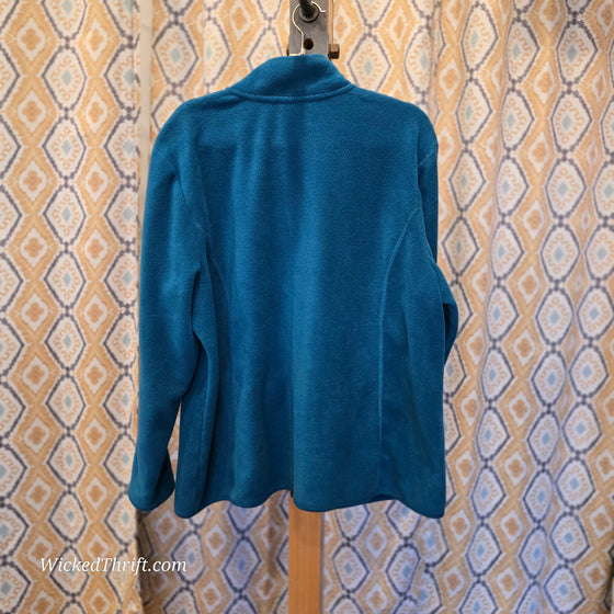 KAREN SCOTT Turquoise Zip Up Fleece 1X - PopRock Vintage. The cool quotes t-shirt store.