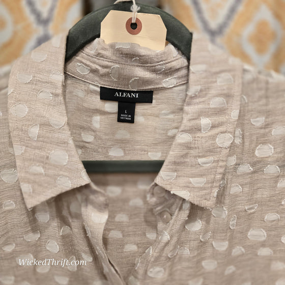 ALFANI Tan Polkadot Button Up L - PopRock Vintage. The cool quotes t-shirt store.