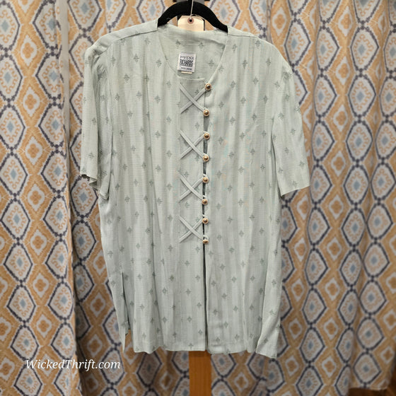 RM RICHARDS Green Diamond Pattern Button Up XL - PopRock Vintage. The cool quotes t-shirt store.