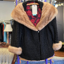  VINTAGE FUR Persian Lamb w. Light Brown Mink Collar