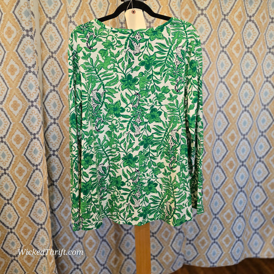 LILLY PULITZER Green/White WILD Pattern Long Sleeve Tee XXL - PopRock Vintage. The cool quotes t-shirt store.