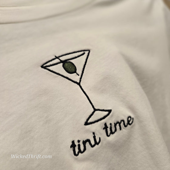 GOOGIE TWO SLEEVES White "Tini Time" Tee L - PopRock Vintage. The cool quotes t-shirt store.
